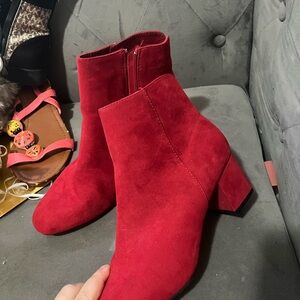Red Suede Ankle Boots
